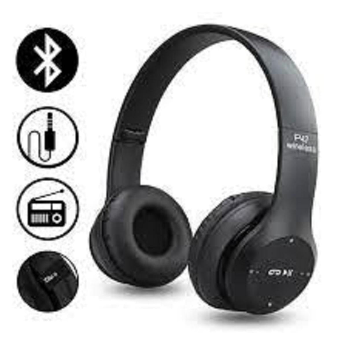 P47 Wireless Foldable Bluetooth Headphones with FM/TF Support