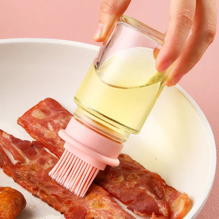 Portable Oil Bottle with Brush Silicone Barbecue Liquid Gadgets High-temperature Kitchen Baking Pastry Barbecue BBQ Too