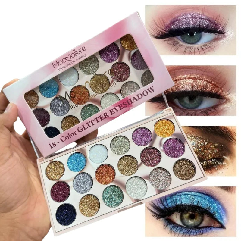 Mocallure 18-Color Glitter Makeup Palette