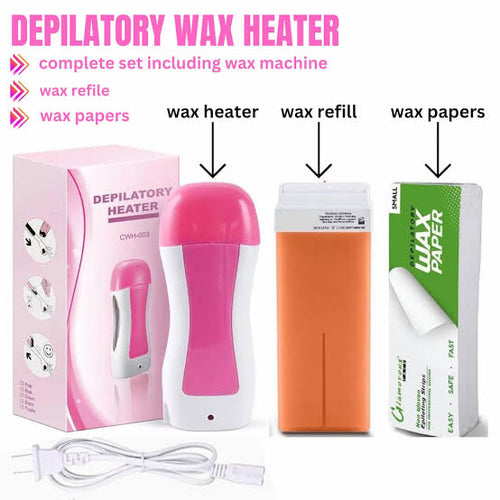 3-in-1 Wax Heater Hair Removal Kit with Cartridge & Strips