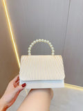 Womenâ€™s Elegant Pleated Pearl Evening Clutch