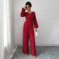 Womenâ€™s Elegant Puff-Sleeve Wide-Leg Jumpsuit