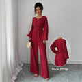 Womenâ€™s Elegant Puff-Sleeve Wide-Leg Jumpsuit
